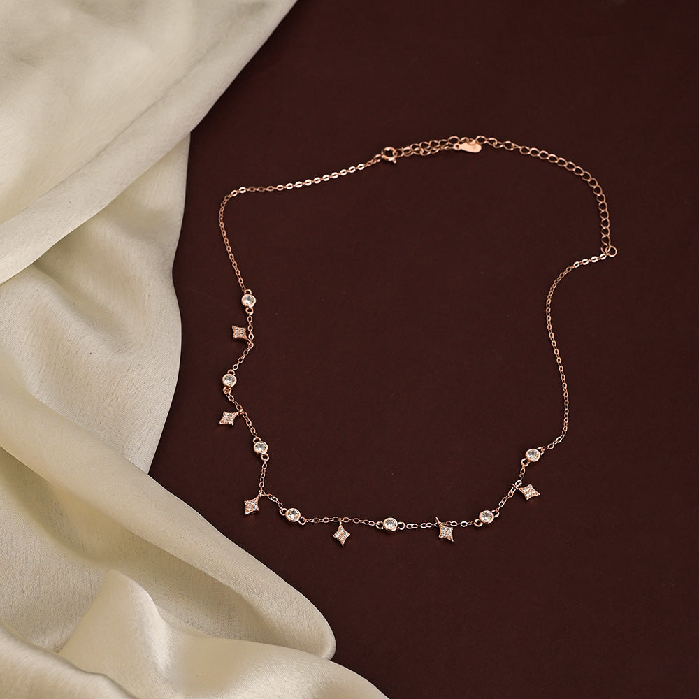 Diamond Affair Necklace- 18k Rose Gold Vermeil