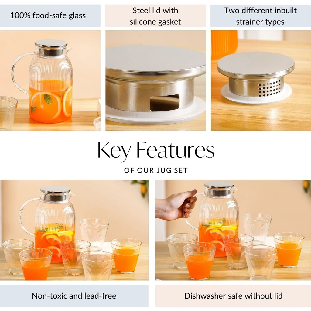 Glass Jug And Tumbler Set Of 7