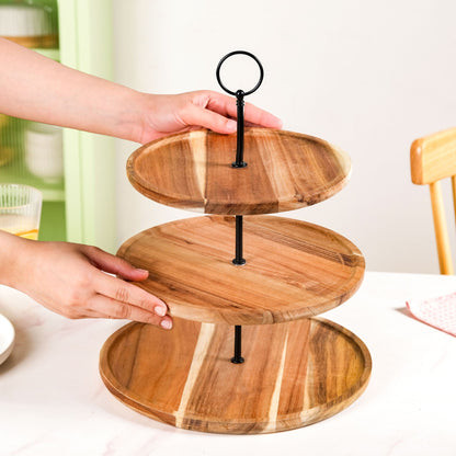 3 Tier Acacia Wood Cupcake Stand