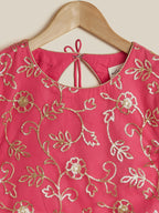 Utsa Kids Dark Pink Ghagra Choli Dupatta Set