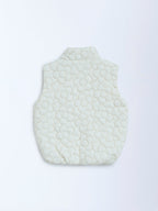 HOP Kids Off-White Floral Design Puffer Jacket