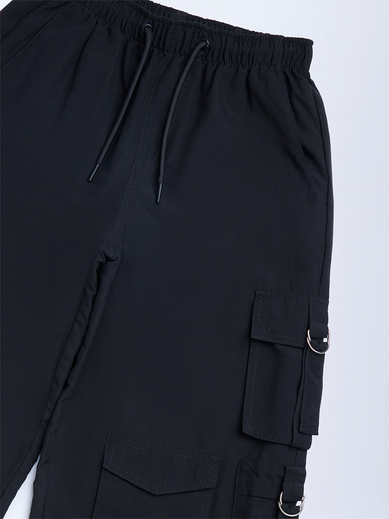 Y&F Kids Black High-Rise Joggers