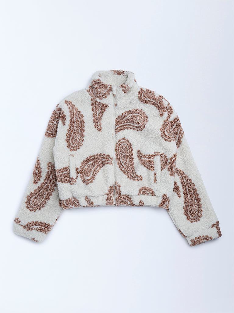 Y&F Kids Brown Paisley Printed Sweater
