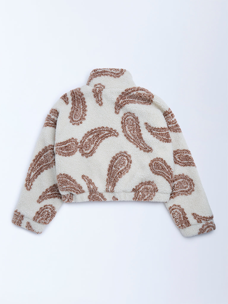 Y&F Kids Brown Paisley Printed Sweater