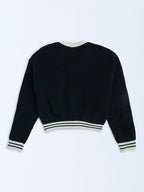 Y&F Kids Black Text Pattern Knitted Sweater