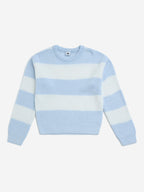 Y&F Kids Blue Striped Knit-Textured Sweater