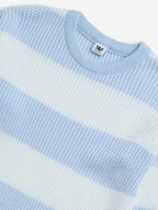 Y&F Kids Blue Striped Knit-Textured Sweater