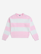 Y&F Kids Pink Striped Knit-Textured Sweater