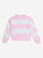 Y&F Kids Pink Striped Knit-Textured Sweater