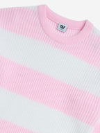 Y&F Kids Pink Striped Knit-Textured Sweater