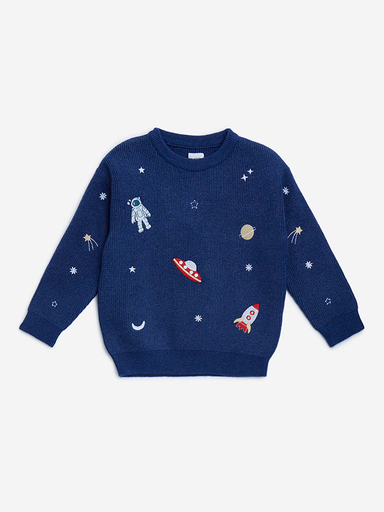 HOP Kids Navy Space Themed Knitted Sweater