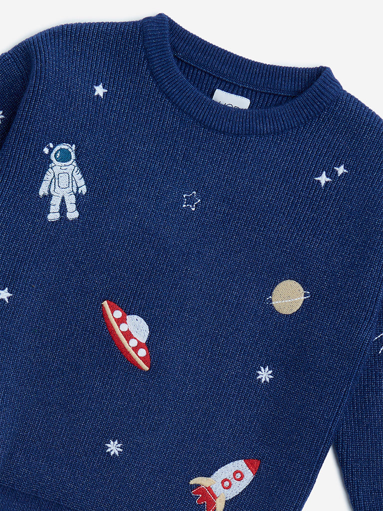 HOP Kids Navy Space Themed Knitted Sweater