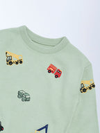 HOP Kids Sage Vehicle Embroidered Sweater
