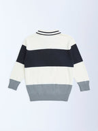 HOP Kids Black Colour-Blocked Cotton Polo Sweater