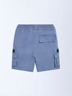 HOP Kids Dusty Blue Mid-Rise Cotton-Blend Cargo Shorts