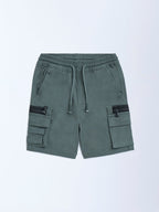 HOP Kids Olive Mid-Rise Cotton-Blend Cargo Shorts