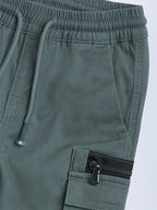 HOP Kids Olive Mid-Rise Cotton-Blend Cargo Shorts