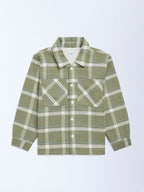 HOP Kids Olive Checkered Shacket