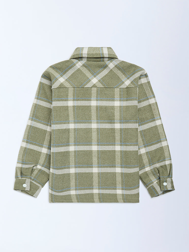 HOP Kids Olive Checkered Shacket