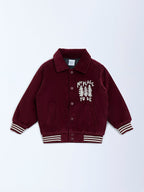 HOP Kids Wine Text Detailed Corduroy Cotton Jacket