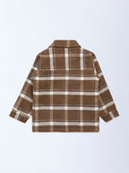 HOP Kids Brown Checked Design Cotton Shacket