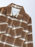 HOP Kids Brown Checked Design Cotton Shacket
