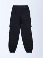 Y&F Kids Black Cargo-Style Mid-Rise Cotton-Blend Joggers