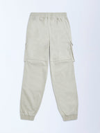 Y&F Kids Cream Mid-Rise Cotton-Blend Joggers