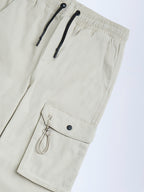 Y&F Kids Cream Mid-Rise Cotton-Blend Joggers