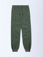 Y&F Kids Olive Mid-Rise Cotton-Blend Joggers