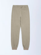 Y&F Kids Taupe Mid-Rise Cotton-Blend Joggers