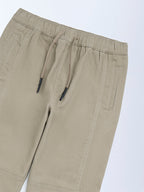 Y&F Kids Taupe Mid-Rise Cotton-Blend Joggers