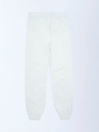 Y&F Kids White Mid-Rise Cotton-Blend Joggers
