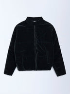 Y&F Kids Black Velvet Puffer Jacket