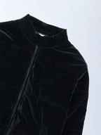 Y&F Kids Black Velvet Puffer Jacket