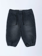 HOP Baby Charcoal Washed Mid-Rise Denim Joggers