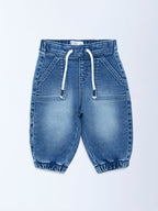 HOP Baby Blue Mid-Rise Denim Joggers