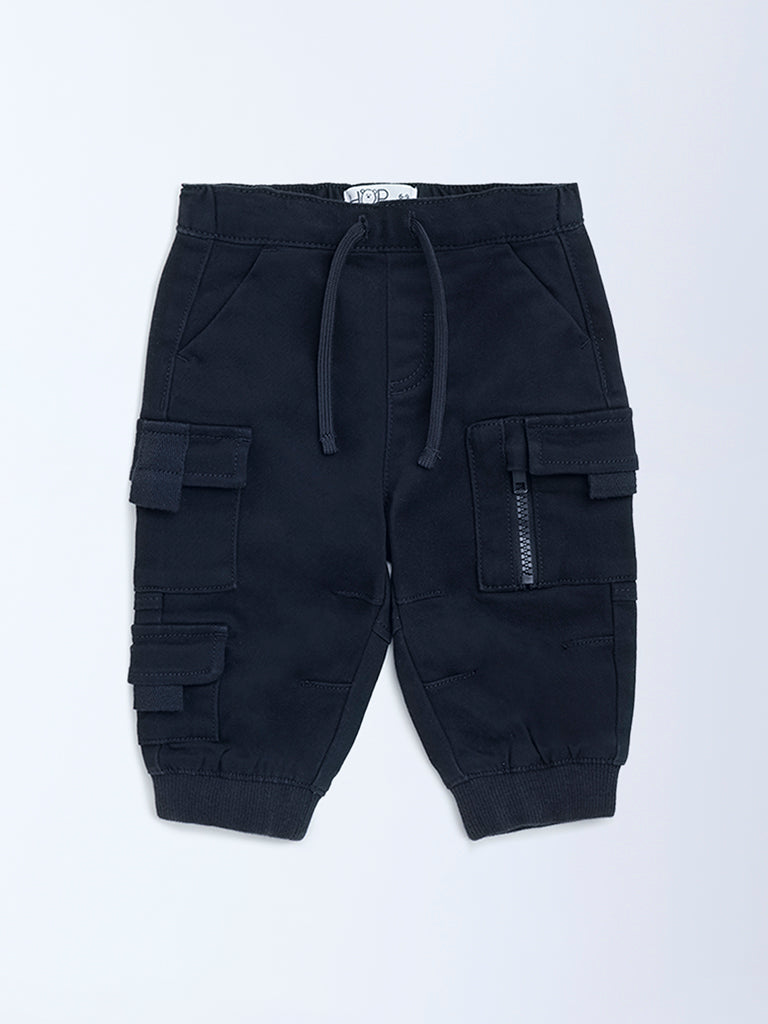 HOP Baby Black Mid-Rise Cotton-Blend Joggers