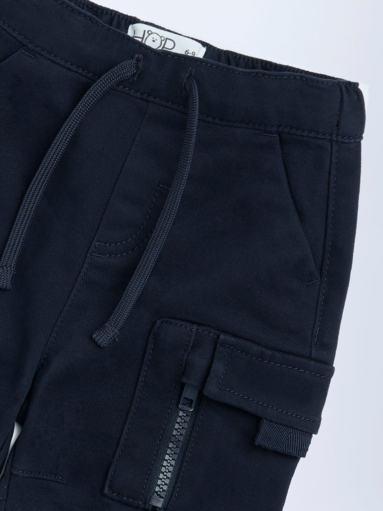 HOP Baby Black Mid-Rise Cotton-Blend Joggers