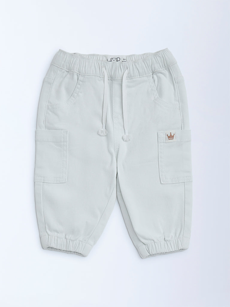 HOP Baby White Mid-Rise Cotton-Blend Joggers
