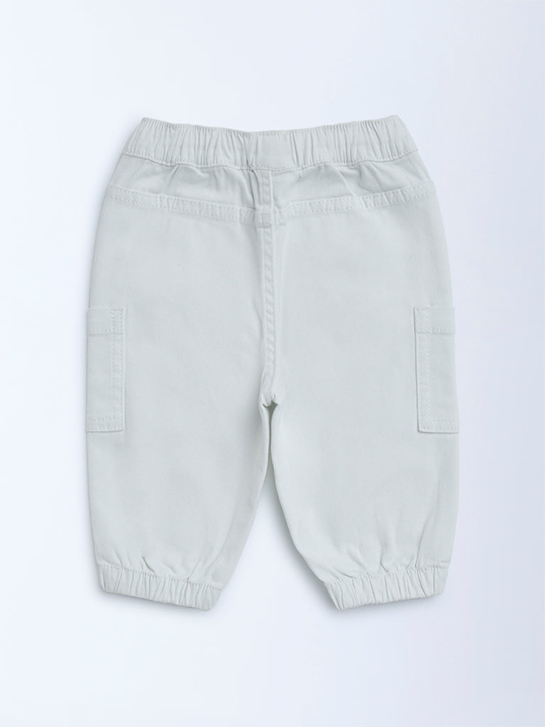 HOP Baby White Mid-Rise Cotton-Blend Joggers
