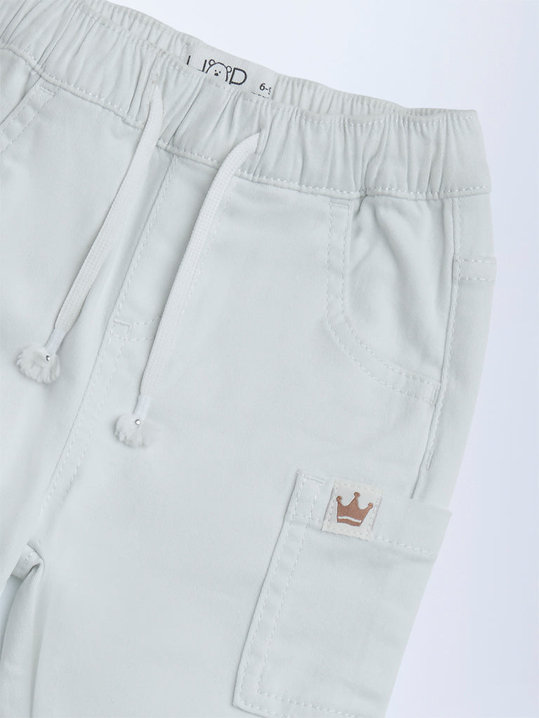 HOP Baby White Mid-Rise Cotton-Blend Joggers