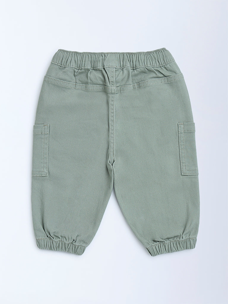 HOP Baby Sage Mid-Rise Cotton-Blend Joggers