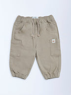 HOP Baby Taupe Mid-Rise Cotton-Blend Joggers