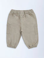 HOP Baby Taupe Mid-Rise Cotton-Blend Joggers