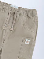 HOP Baby Taupe Mid-Rise Cotton-Blend Joggers