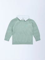 HOP Baby Sage Knit-Textured Cotton Sweater