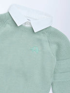 HOP Baby Sage Knit-Textured Cotton Sweater
