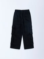 HOP Kids Black Cargo-Style High-Rise Trousers