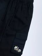 HOP Kids Black Cargo-Style High-Rise Trousers